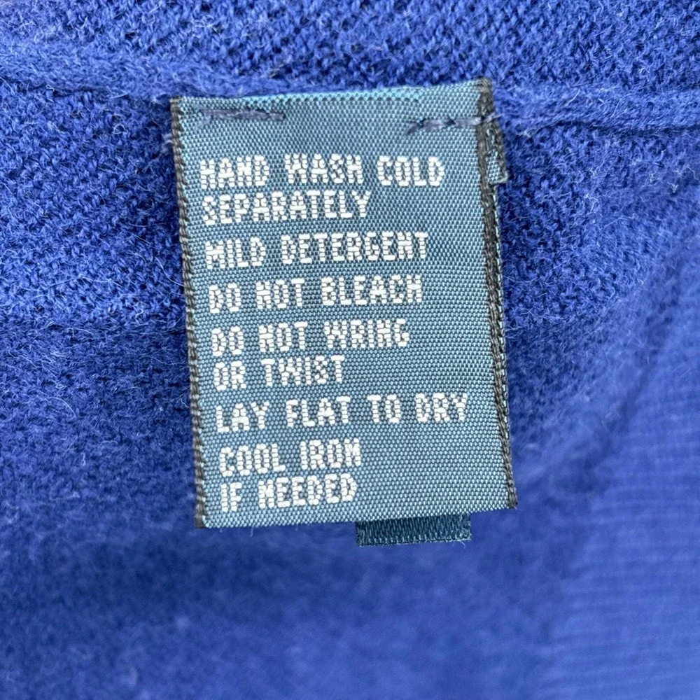 Polo Ralph Lauren Sweater Vest Mens Medium Blue Cotton Cashmere‎ V Neck Vintage